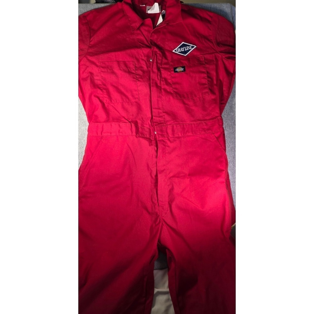 Dickies Mens 40RG Red Coveralls Sightseeing Staff Gray Line Work Jumpsuit NWT